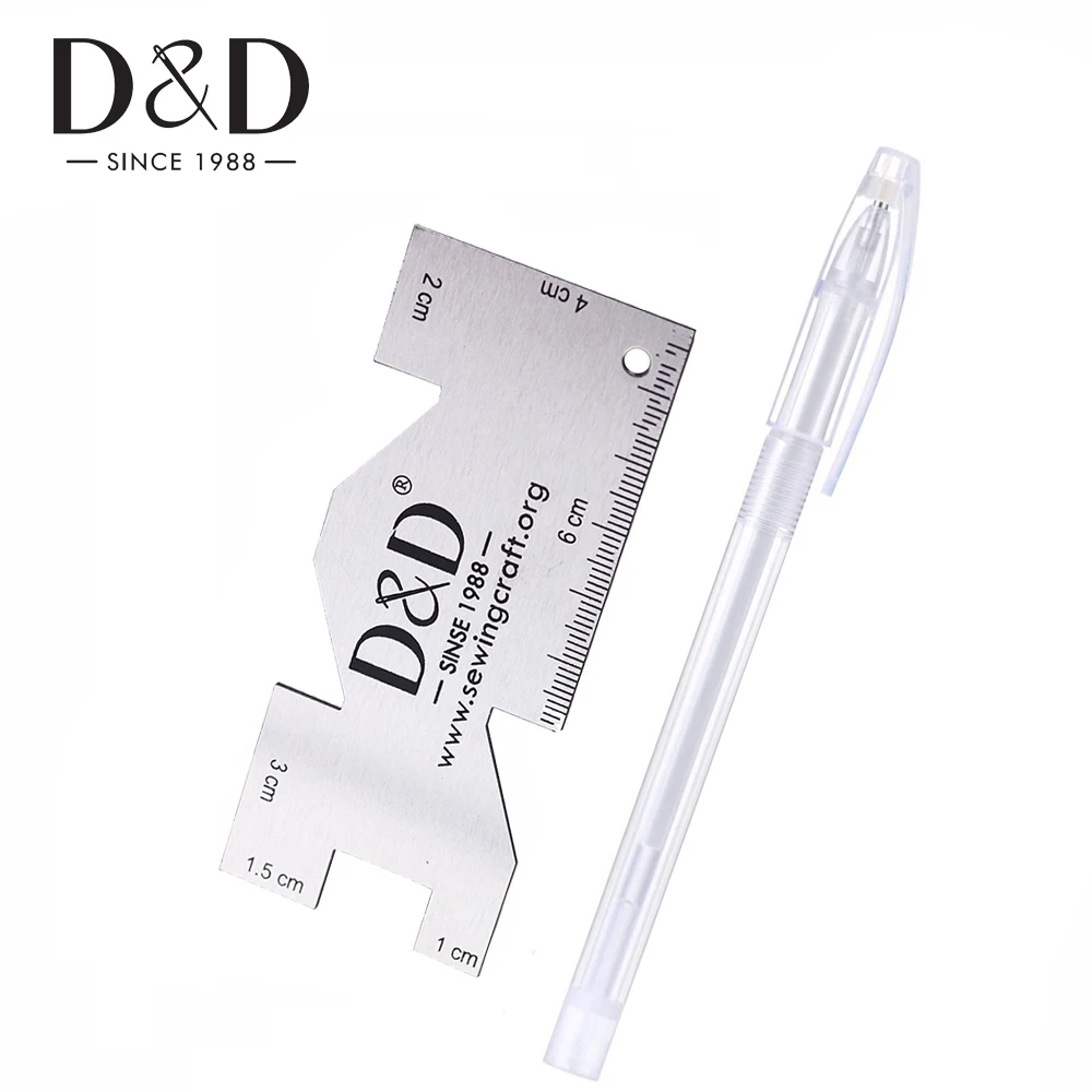 D& D термо стираемая ручка маркер для ткани заправки и металлические швейные измерительные линейки для квилтинга ткань ремесло DIY портной аксессуары - Цвет: 2 white