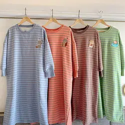 Women Dress Fashion Loose Casual Autumn Winter Thicken Warm Cartoon Cute Oversized Pajamas Nightwear Robe Femme Nightgowns