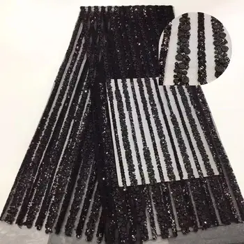 

(5yards/pc) high quality African sequins lace elegant strips design French net lace fabric with embroidery for party FZZ818