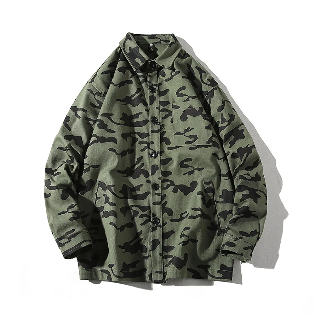 Мужские рубашки, осень и зима, тренд, с принтом, свободные, Camisas Hombre, камуфляж, простые, с длинным рукавом, Camisa Social Masculina# F