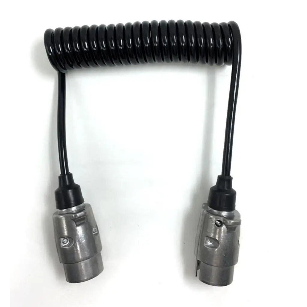 

7-Pin Trailer Plug Light Signal Connector 7 Way Male Plug Spring Cable