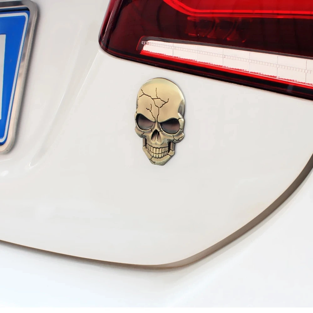 3D Metal Skeleton Skull Decal Car Auto Sticker Badge Side Emblem E7X7 Red S7U3 