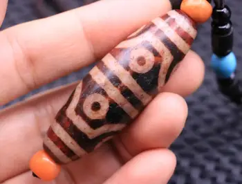 

Royal Collectible Energy Tibetan Old oily Agate 8 eye BIG dZi Bead NECKLACE