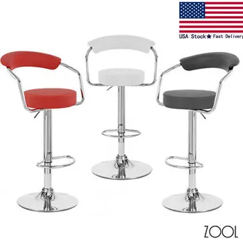 

NEW! CHROME/LEATHER ADJUSTABLE HEIGHT SWIVEL BARSTOOL - BAR/COUNTER STOOL - ZOOL