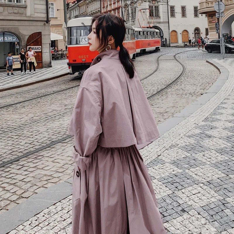 

Trench Coat Women's Mid-length 2019 Europe And America INS Spring And Autumn Popular British-Style Long Elegant waitmore Coat