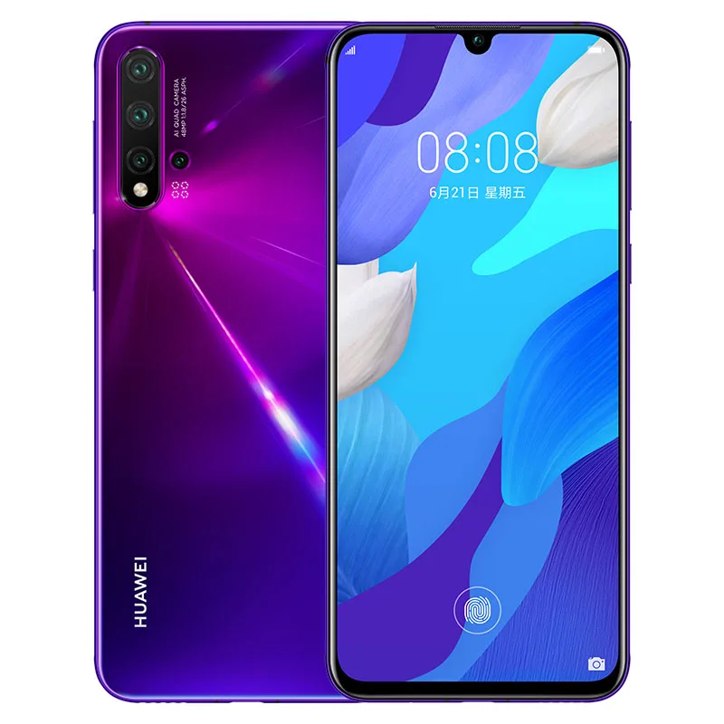 Мобильный телефон HuaWei Nova 5 Pro, 6,39 дюймов, OLED, 8 ГБ, 128 ГБ, четыре ядра, встроенный экран, отпечаток пальца, Android 9,0, SuperCharge, GPU Turbo - Цвет: Purple