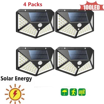 

LEDs Solar Powered Lights Wireless Motion Sensor lamp Security Outdoor Waterproof Wall Spotlights Garden Street Path light 4 sid