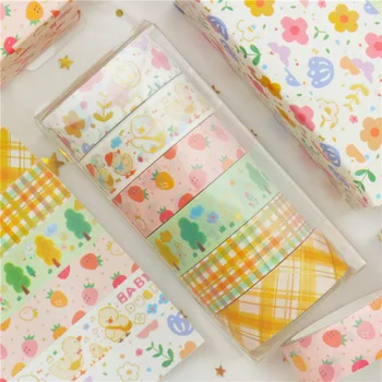 

6 Pcs/Set Kawaii Washi Tape Cute Decorative Adhesive Tape Gold Foil Masking Tape Sticker Scrapbooking DIY Diary Stationery