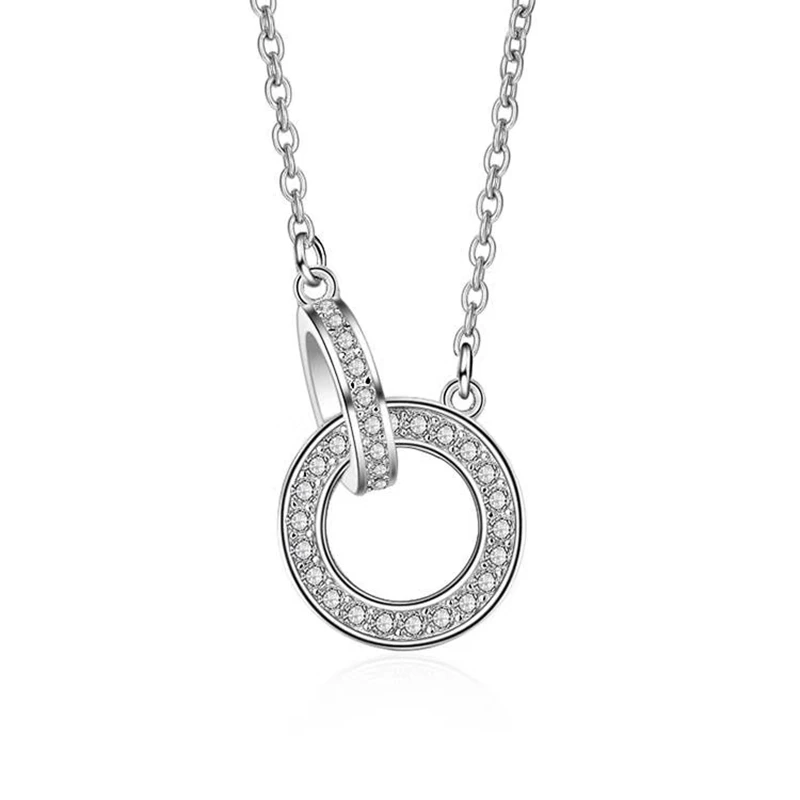 

Tisvina Factory Outlet Cross double circle Pendant Necklaces for Women Real 925 Sterling Silver Necklace Jewelry Gift for Girl