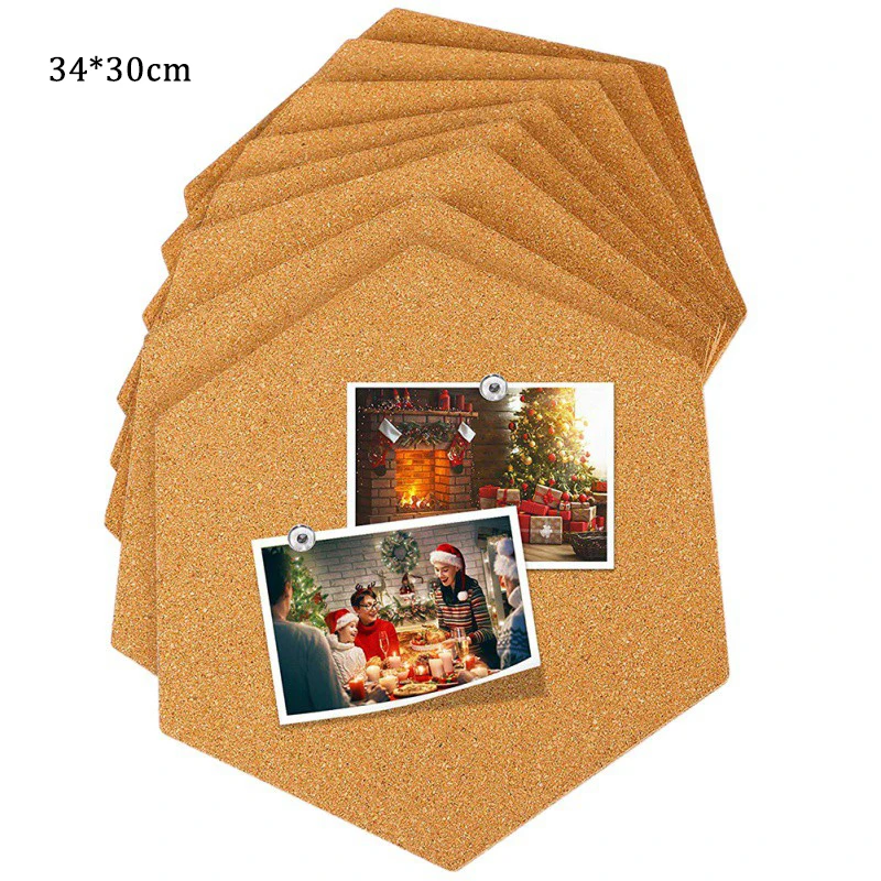 

New Corcho Pared Message Wood Tablica Korkowa Frame Bulletin Cork Board Home Hexagonal Square Circle Photo Wall Home Decoration