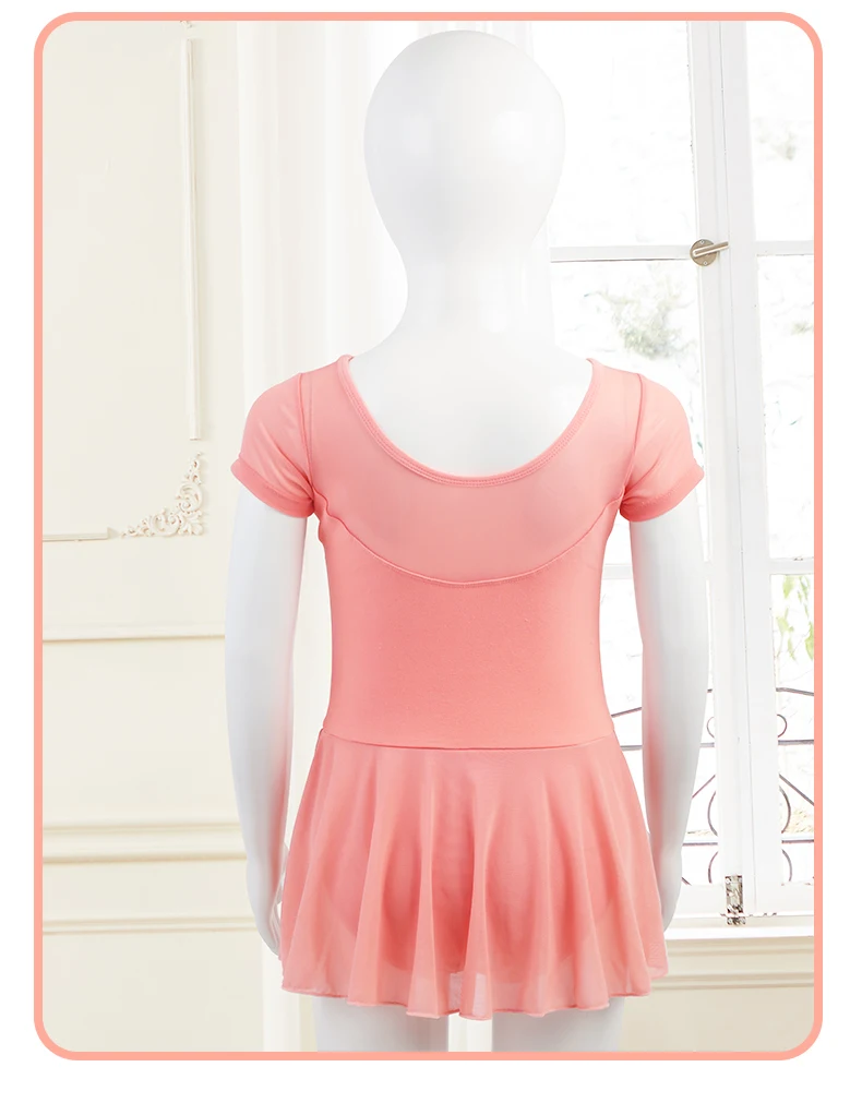 Kinder Mädchen Ballett Kleid Gymnastik Trikots Mesh Splice Kurzarm Ballett Trikots Dance Kostüme Weiche Ballett Tanz Body – Detail 13