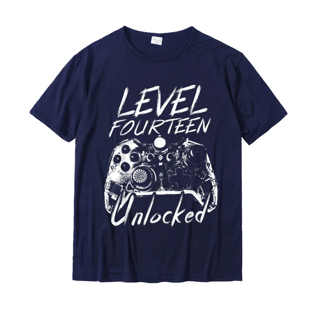 Crewneck Casual 100% Cotton Men T Shirts Group Short Sleeve Tees Retro Printed T Shirts Wholesale Level 14 Unlocked Awesome Since 2005-14th Birthday Gamer T-Shirt__20159 navy