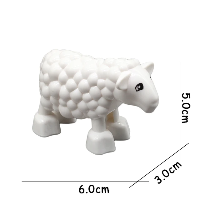 Big Size Building Blocks Animal Accessories Farm Figures Pig Rabbit Chicken Duck Dog Cat Bird horse Cow Sheep DIY Toys Gifts White Sheep