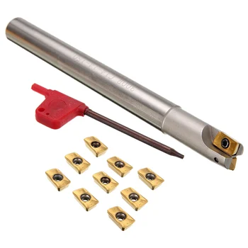 

New Bap 300R C14-14-130 Milling Cutter Tool Holder 12 x 130Mm + 10Pcs Apmt1135Pder Inserts + Wrench For Cnc Milling Machine