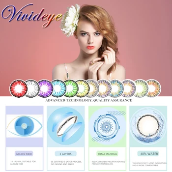 

VIVIDEYE 1 Pair (2pcs) Natural Crystal Color Lenses - for Eyes Cosmetic Contact Lenses Eye Color