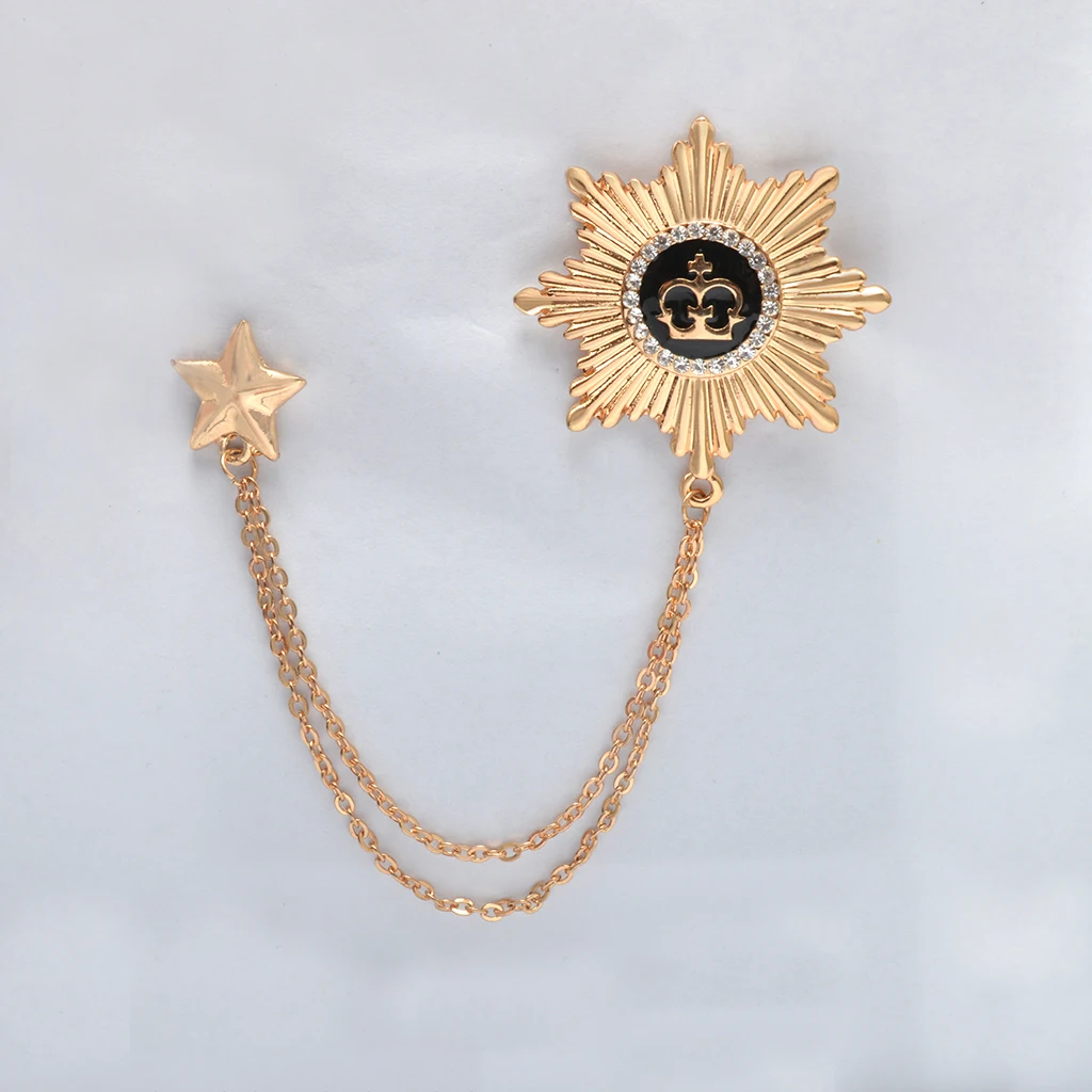 Fashion Women Girls Double Stars Design Neck Tip Brooch Chain Jewellery Gifts Gold