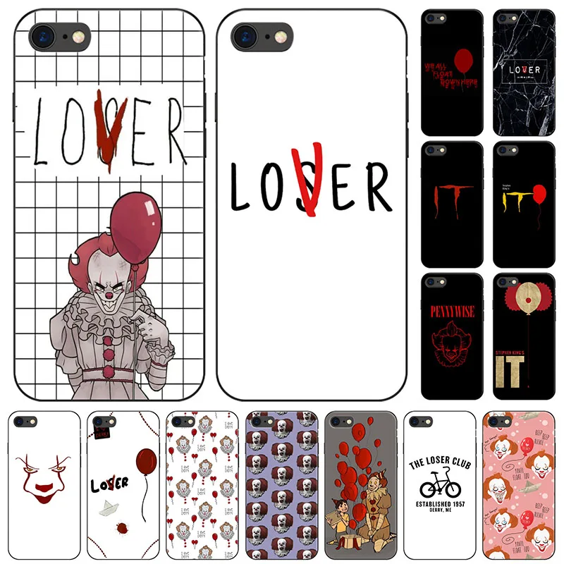 

For iPhone 7 8 X Pennywise Clown Returns Loser Club Cartoon Comic Phone Case For iPhone 5 6 6S 7 8 Plus XS Max Black Soft Cover