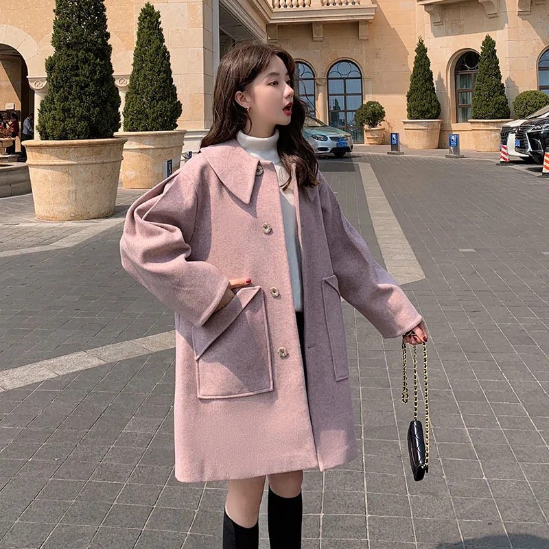 

Not Balling up Pink Heavy Woollen Cloth for Overcoat Children Thick 2020 Autumn And Winter MORI Series College Student Woolen Ja