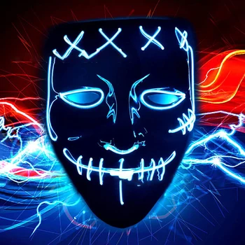 

Halloween LED mask DJ party light up mask glowing face mask battery powered holiday decoration lighting