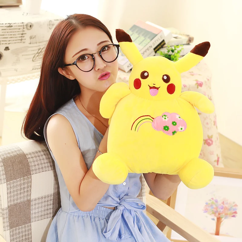 Cartoon Pikachu Warm Cover Animal Doll Hand Cover Plush Toy My Neighbor Totoro Hippo Can Intervene Pillow Girl Child Gift