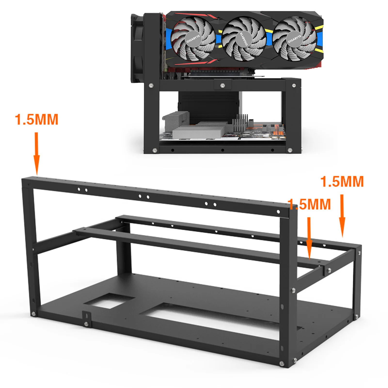 Steel Open Air Miner Case Mining Rig Frame 6gpu For TH/ETC/ZCash Rack Only