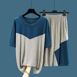 Men's Pajamas Summer Modal Round Neck Loose Large Size Short-sleeved Home Service Large Size Thin Casual Suit