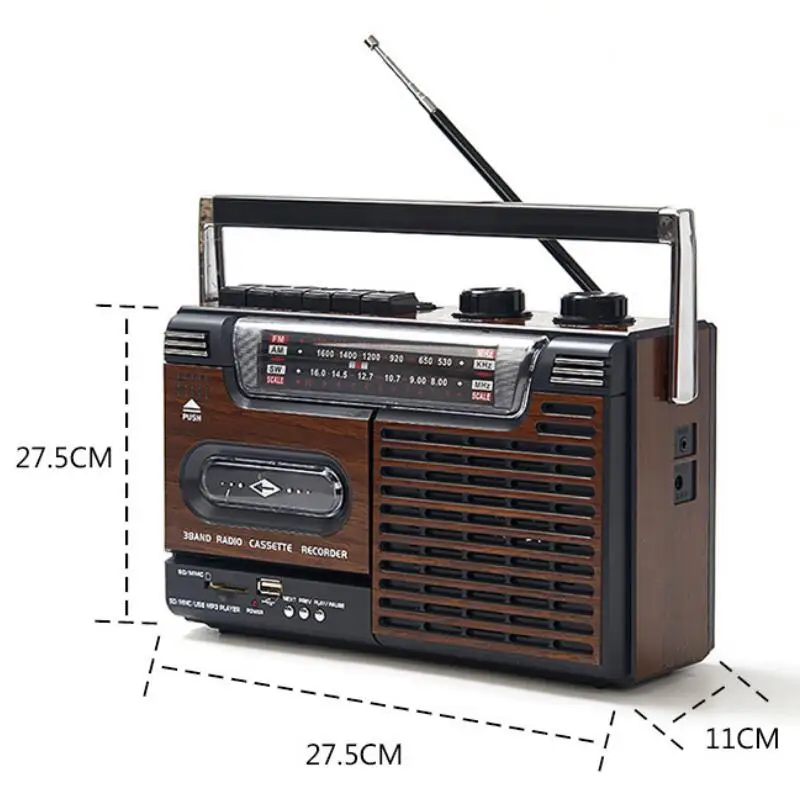Ленточный проигрыватель портативный портативное радио старомодное уличное FM AM SW