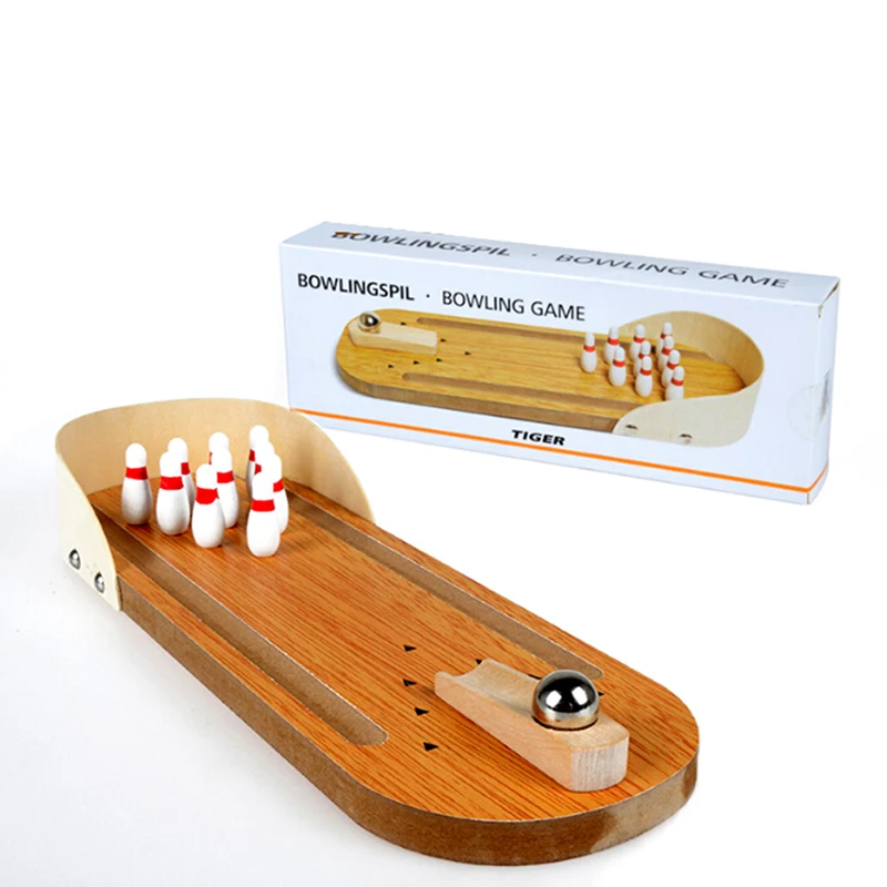 

Mini Desktop Bowling Game Toy Set Fun Parent-Child Interactive Table Game Children's Educational Wooden Toys Sports Adult