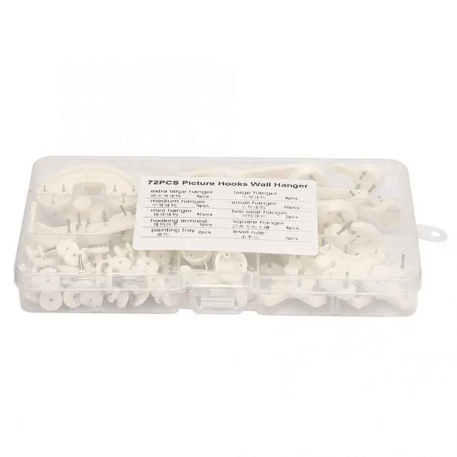 

72pcs Wall Frame Hanger Without Mark Picture Hooks Wall Hanger Kit Hook Suit for Photo Frame Screws For Hanging Picture