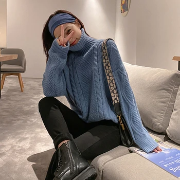 

WICCON New 2020 Autumn Winter Women's Sweaters Turtleneck Pullovers Casual Korean Knitted Stylish Female Jumpers Cn(origin)