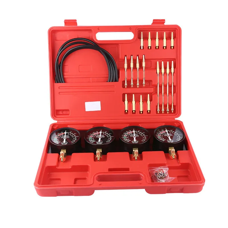 

Auto Fuel Vacuum Carburetor Synchronizer Set 4 Gauges Tool Kit Diagnostic Test Adjust Setting Tool Set for Motorcycle Car