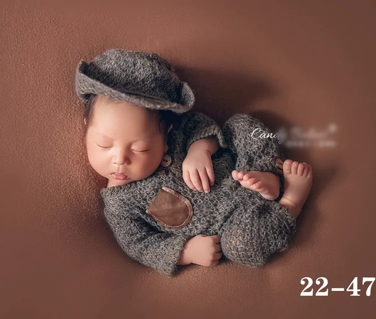 Bebê recém-nascido roupas do menino cinza macacão