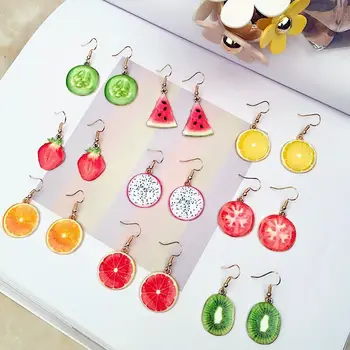 

30 pair Fruit Earrings, pineapple leather earrings, fashion fruit cherry earrings for women 2020 statement summer pop earrings