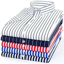 Большие размеры 5XL 4XL мужские деловые повседневные рубашки с длинными рукавами классические полосатые мужские рубашки с длинными рукавами