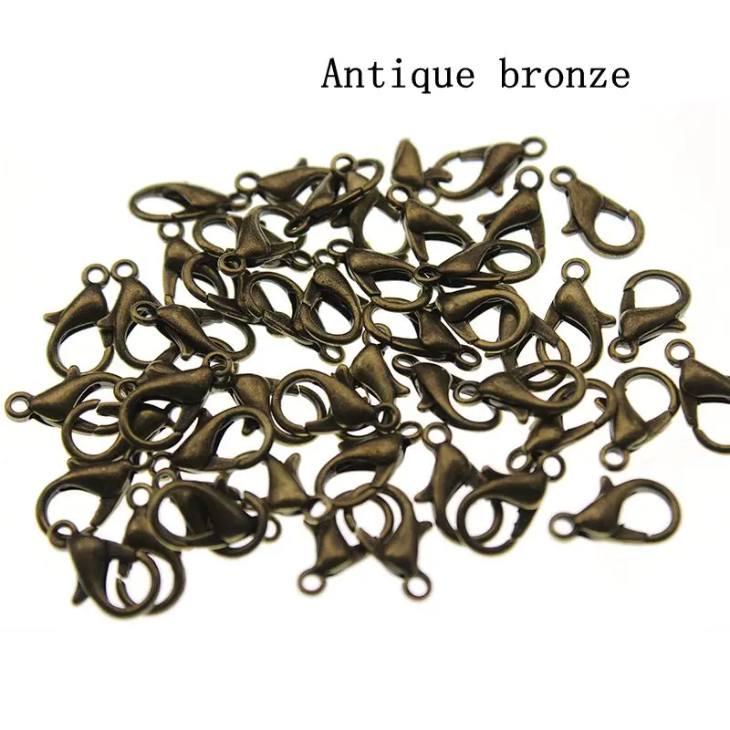 antique bronze 10 12 14 16 18 21 мм серебряный пистолет черный карабин застежки крючки для соединитель для браслета, ожерелья конец застежки Fit DIY ювелирных изделий - Цвет: antique bronze