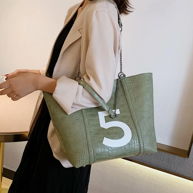 

Crocodile Pattern Digital Design Shoulder Bags For Women 2019 Composite Bag Chain Crossbody Bag Lady High Capacity Handbags