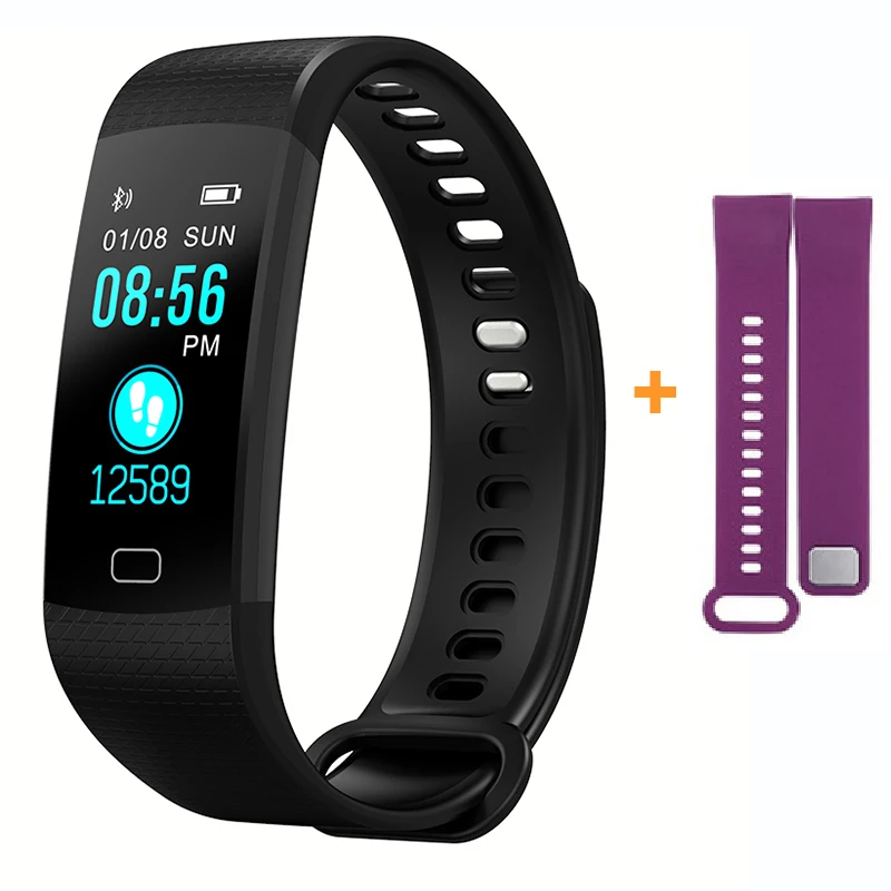 add purple strap Imosi Y5 смарт-браслет Hartslag Bloeddrukmeter Hoge Helderheid Kleurrijke Smart Armband Polsband Kennisgeving - Цвет: add purple strap