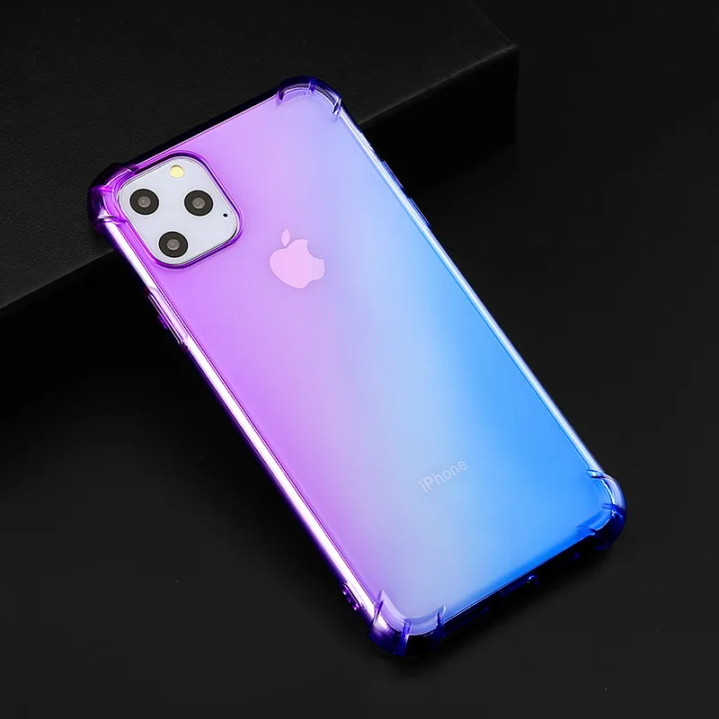 Чехол для iPhone 11 XS 8 прозрачный милый градиентный Тонкий чехол телефона из ТПУ с