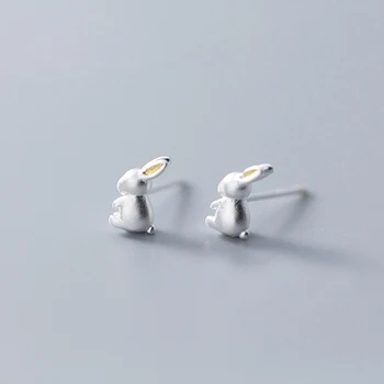 

Ruifan Cute Rabbit/Bunny Shape 925 Sterling Silver Stud Earrings for Women Small Earrings Fine Jewelry Accessories Gift YEA253