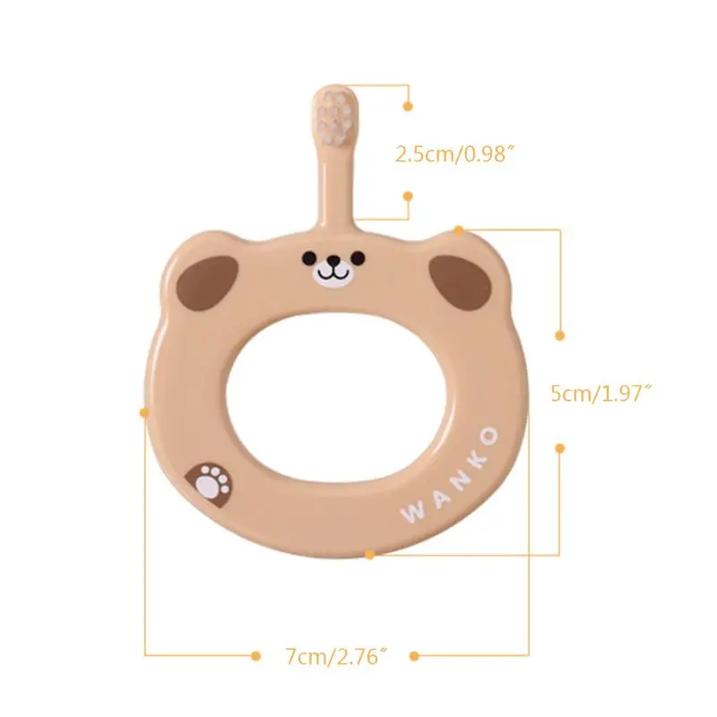 Детская зубная щетка для малышей, Детская противоскользящая зубная щетка с рисунком из мультфильма, Мягкая зубная щетка для тренировки волос, детская зубная щетка с кольцом и ручкой