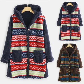 

Sweater Women Fashion Women Winter Warm Plus Size Hat Outwear Top Printed Sweater Blouse Coat Free Ship кофта женская Z4