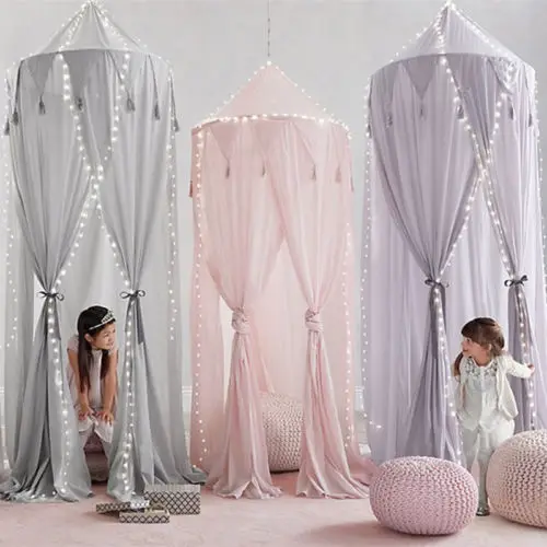 Kid-Baby-Bed-Canopy-Bedcover-Mosquito-Net-Curtain-Bedding-Round-Dome-Tent-Cotton