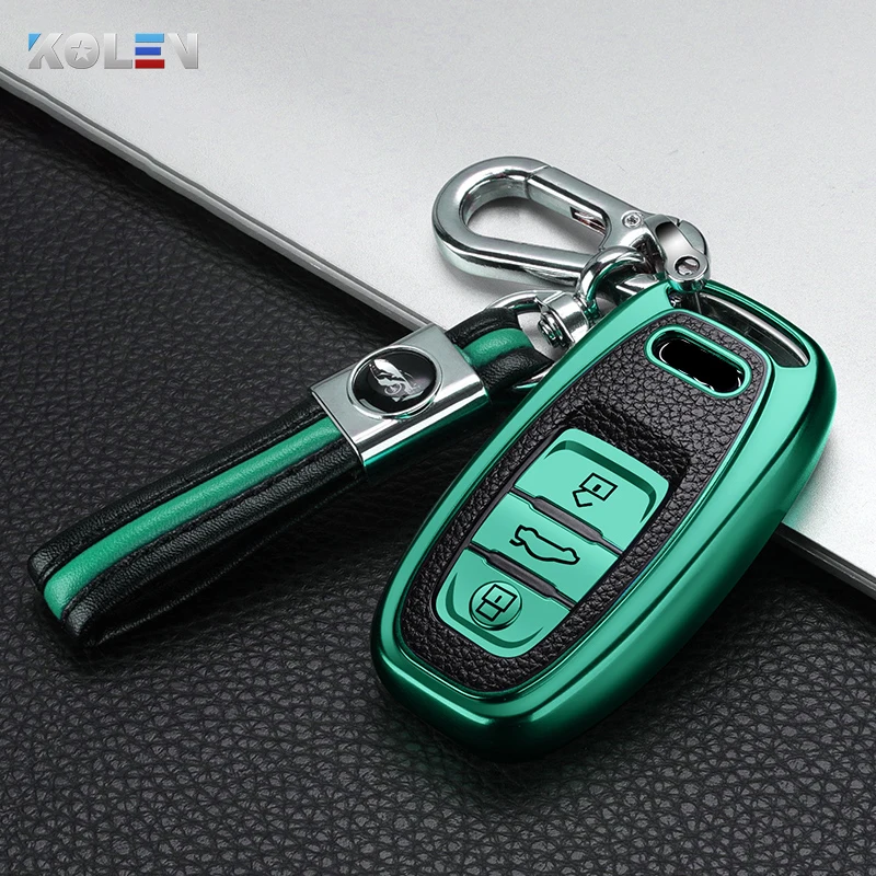 Custodia per chiave a distanza per auto in pelle TPU Shell per Audi A1 A2 A3 A4 A5 A6 A7 A8 Q3 Q5 Q7 Quattro accessori senza chiave Car Styling - H9b61f7bcf07e419bb8a689d1a0689ea6i