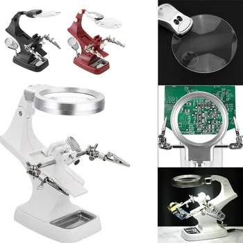 

New DIDIHOU Soldering Iron Stand LED Light Magnifying Glass Stand Helping Hands Magnifier Station with Clamp and Clips