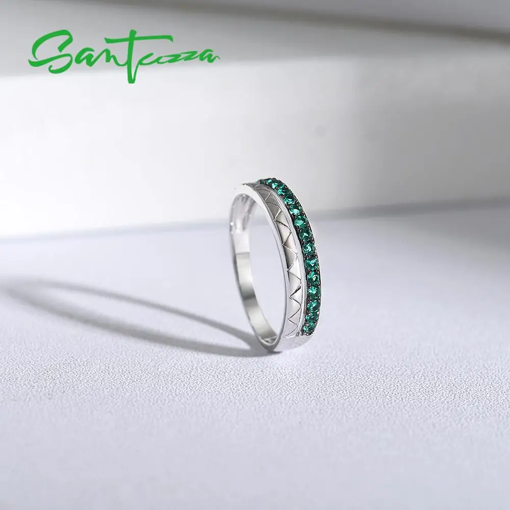 SANTUZZA, кольцо из чистого 925 пробы серебра для женщин, Гламурное круглое кольцо с изумрудом, элегантные свадебные аксессуары, хорошее ювелирное изделие