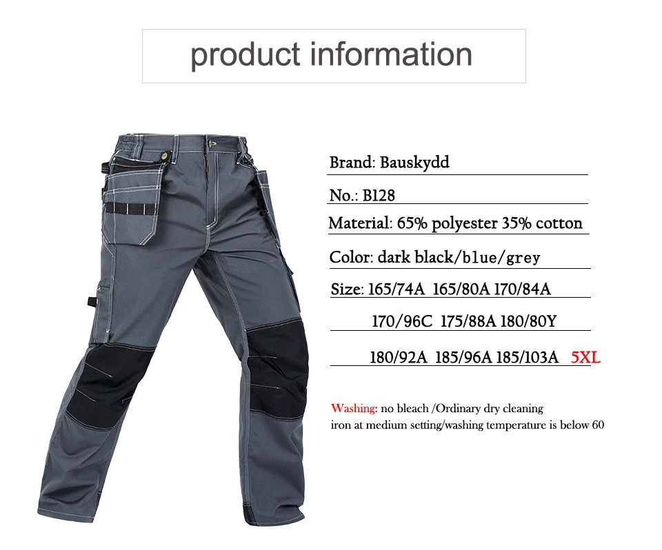 Bauskydd Working Clothes Men's Black Workwear Pants Multi Pockets Working Uniforms Pockets For Tools Free Shipping superdry cargo pants