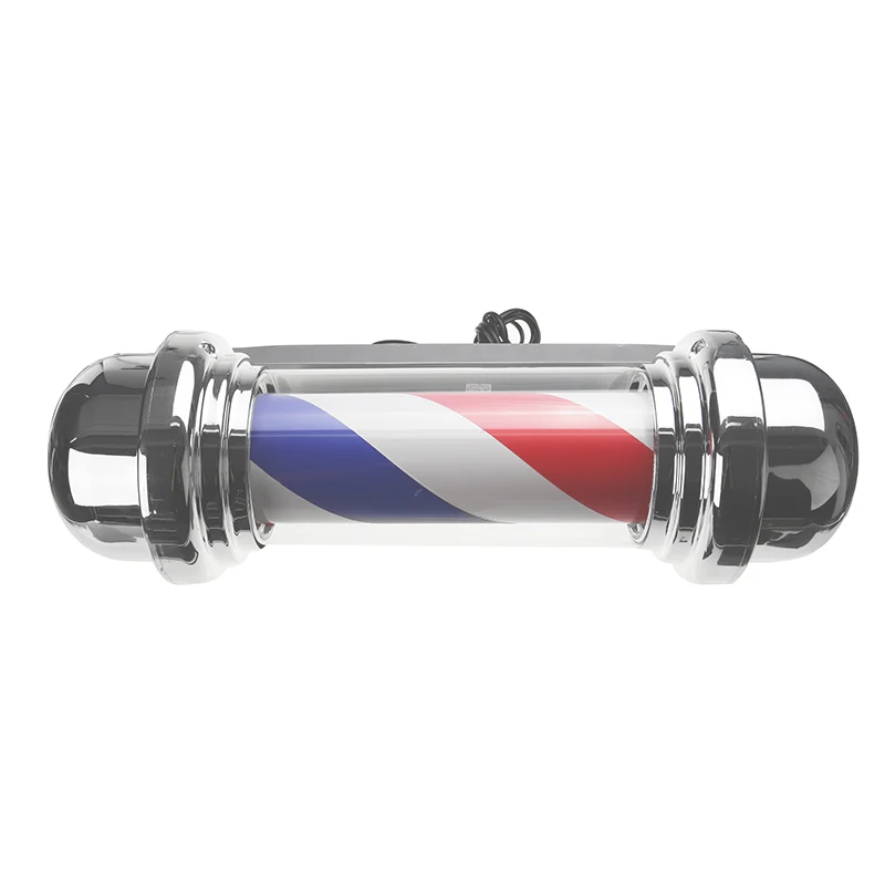 55cm Barber Shop Pole Rotating Lighting Red White Blue Stripe Rotating Light Stripes Sign Hair Wall Hanging LED Downlights