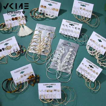 

VKME Tassel Acrylic Earrings For Women Bohemian Earrings Set Big Geometric Drop Earring 2020 Pearl Earrings Set Fashion Jewelry