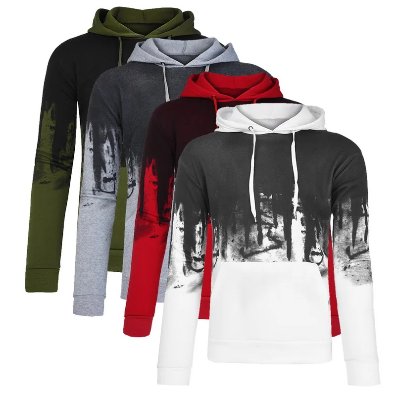 PUIMENTIUA Autumn Winter Hooded Sweatshirts Brands Men Print Pullover Sweatshirt Male Casual Long Sleeve Sudaderas Hombre