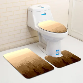 

Forest 3-Piece Floor Mat Set Bathroom 3-Piece Set Floor Home Anti Slip Liner Foam Durable Cover Shower Carpets Bathroom